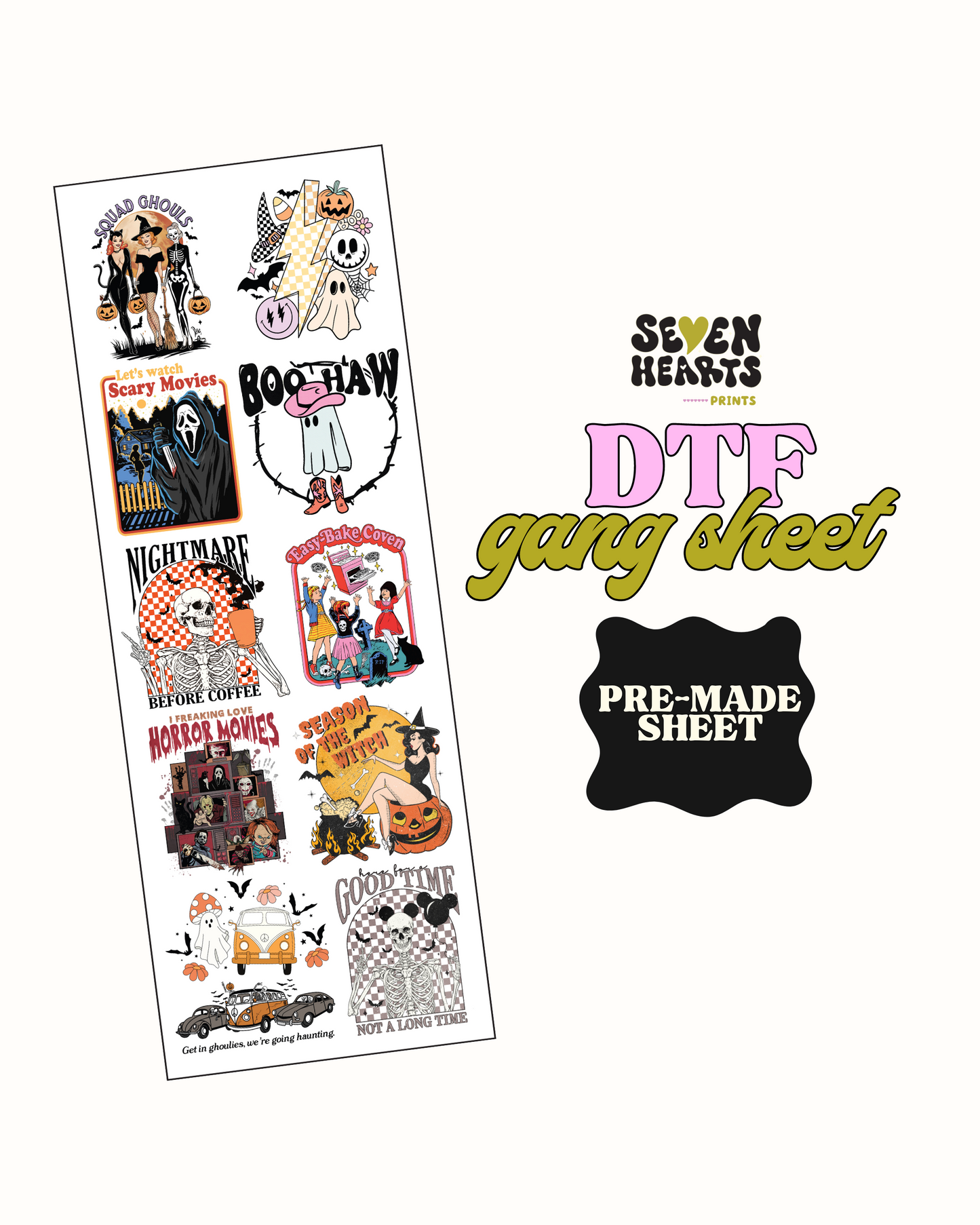 Halloween 1- Hoja de pandillas DTF prefabricada