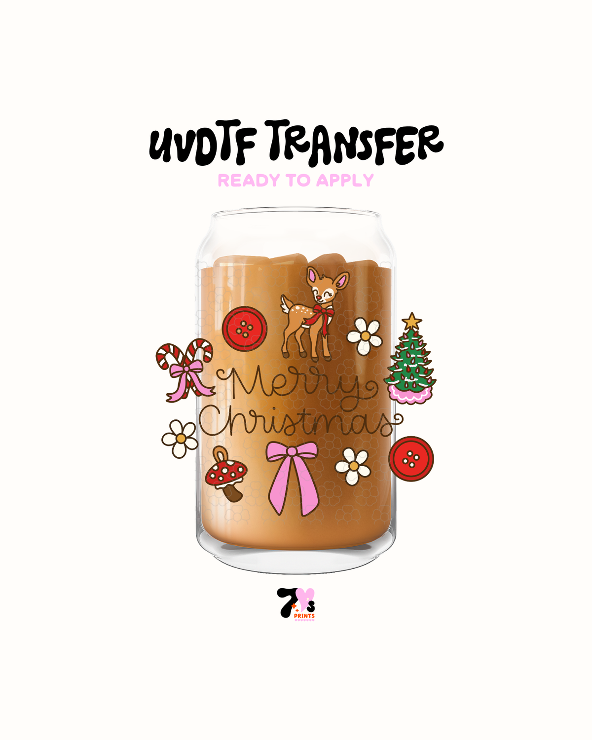 Merry Christmas Pink - UVDTF Decal