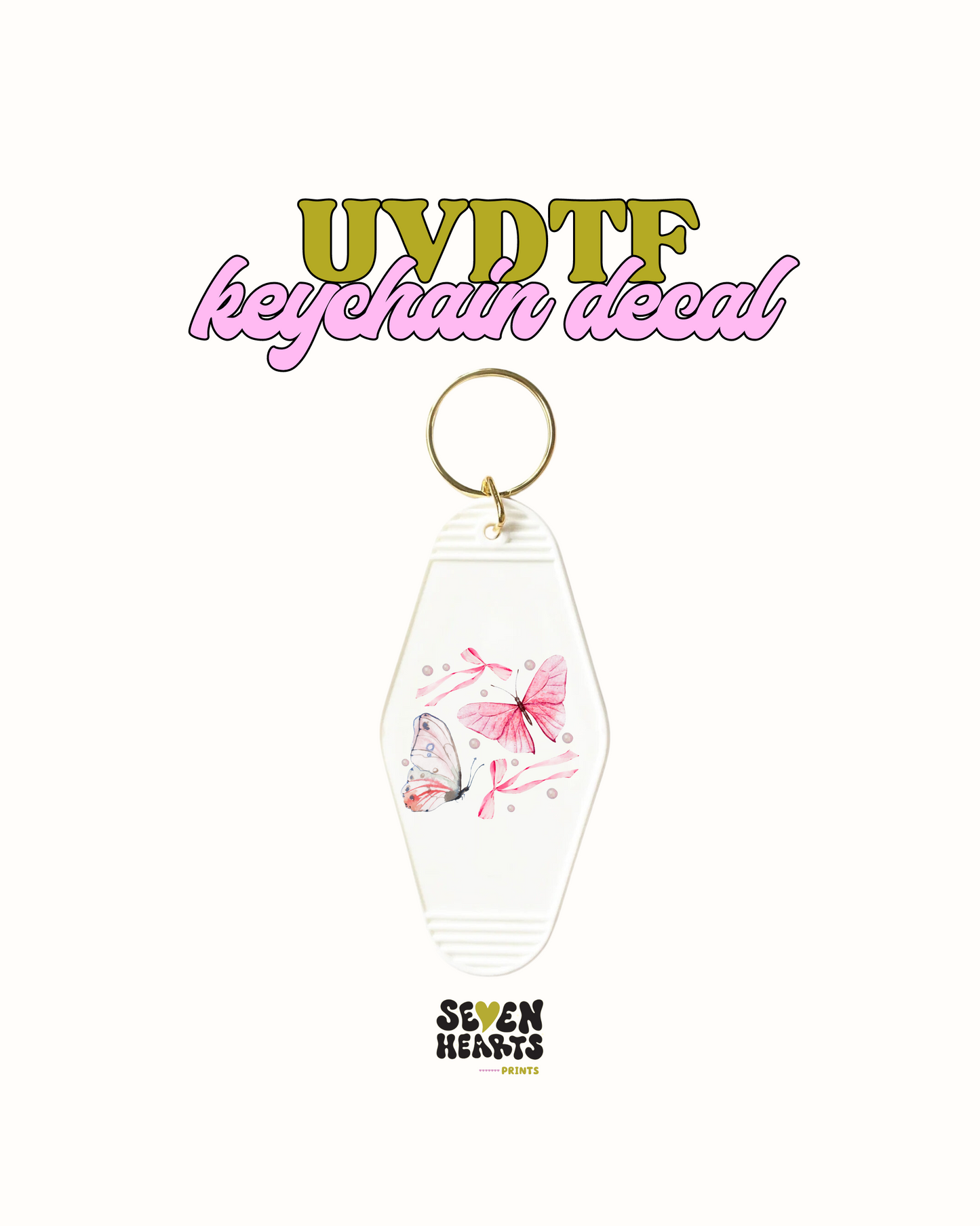 Pink butterflies - UVDTF Keychain