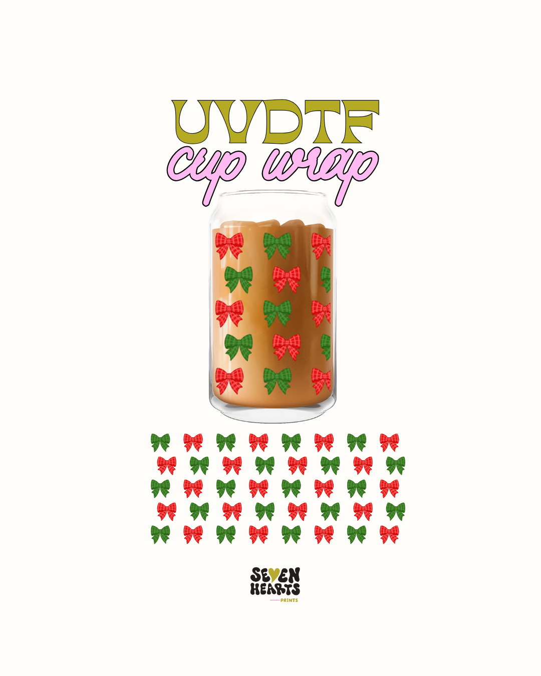 Green and red xmas bows- UVDTF Wrap