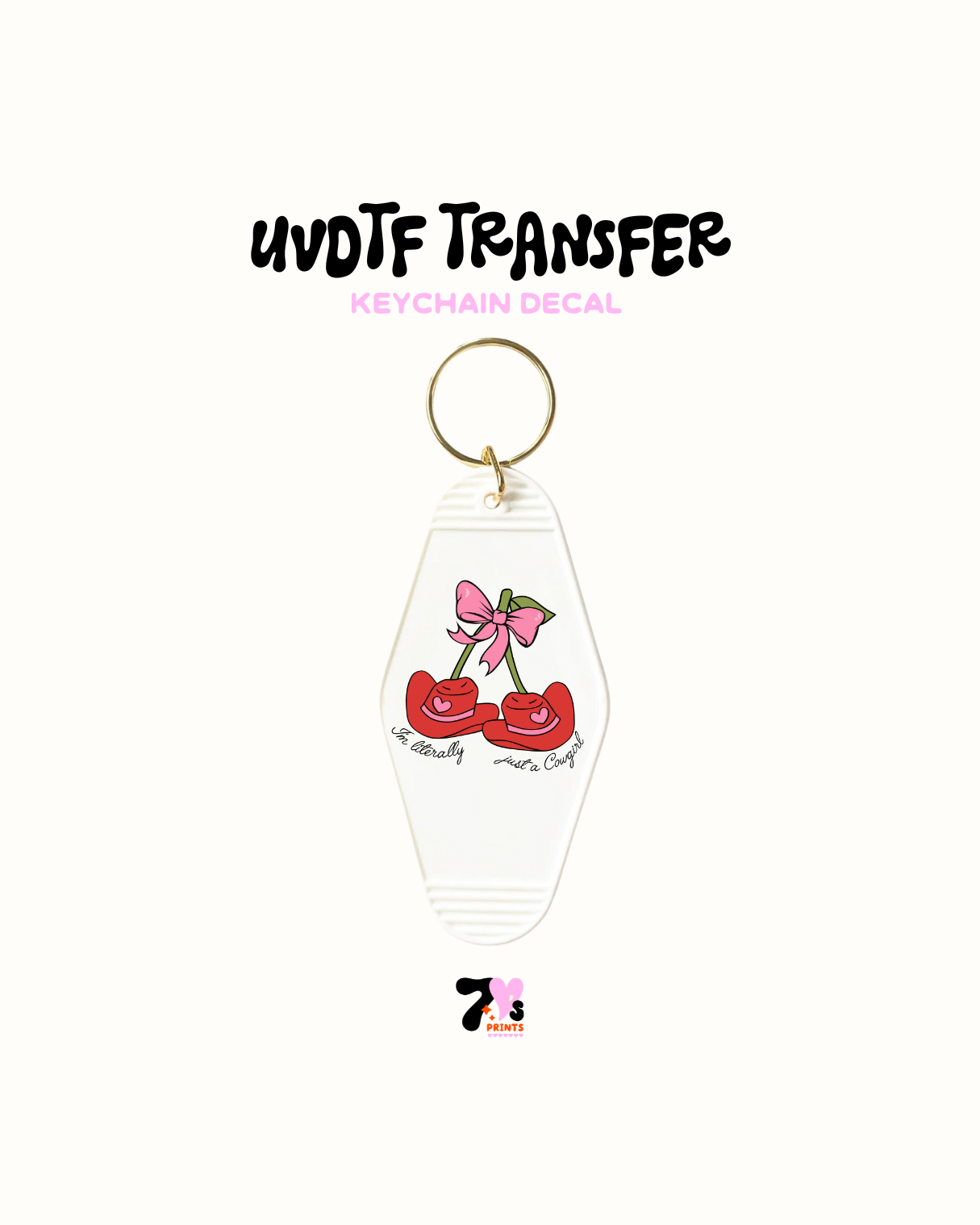 Literarily just a girl cherry hats - UVDTF Keychain