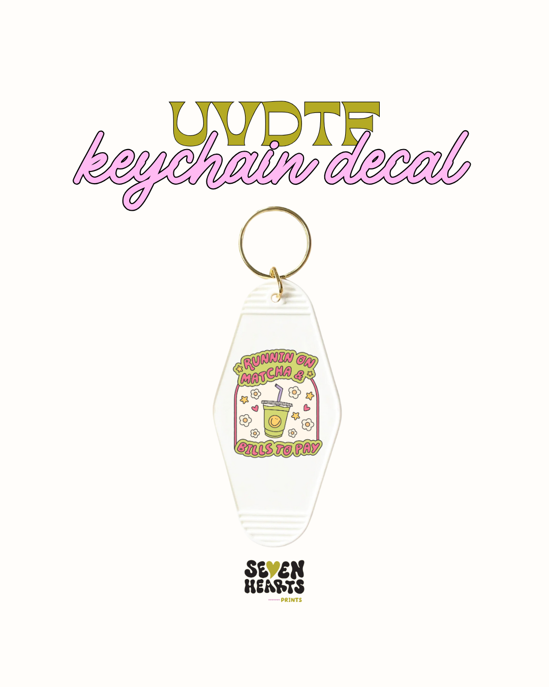 Running on matcha and bills to pay - UVDTF Keychain
