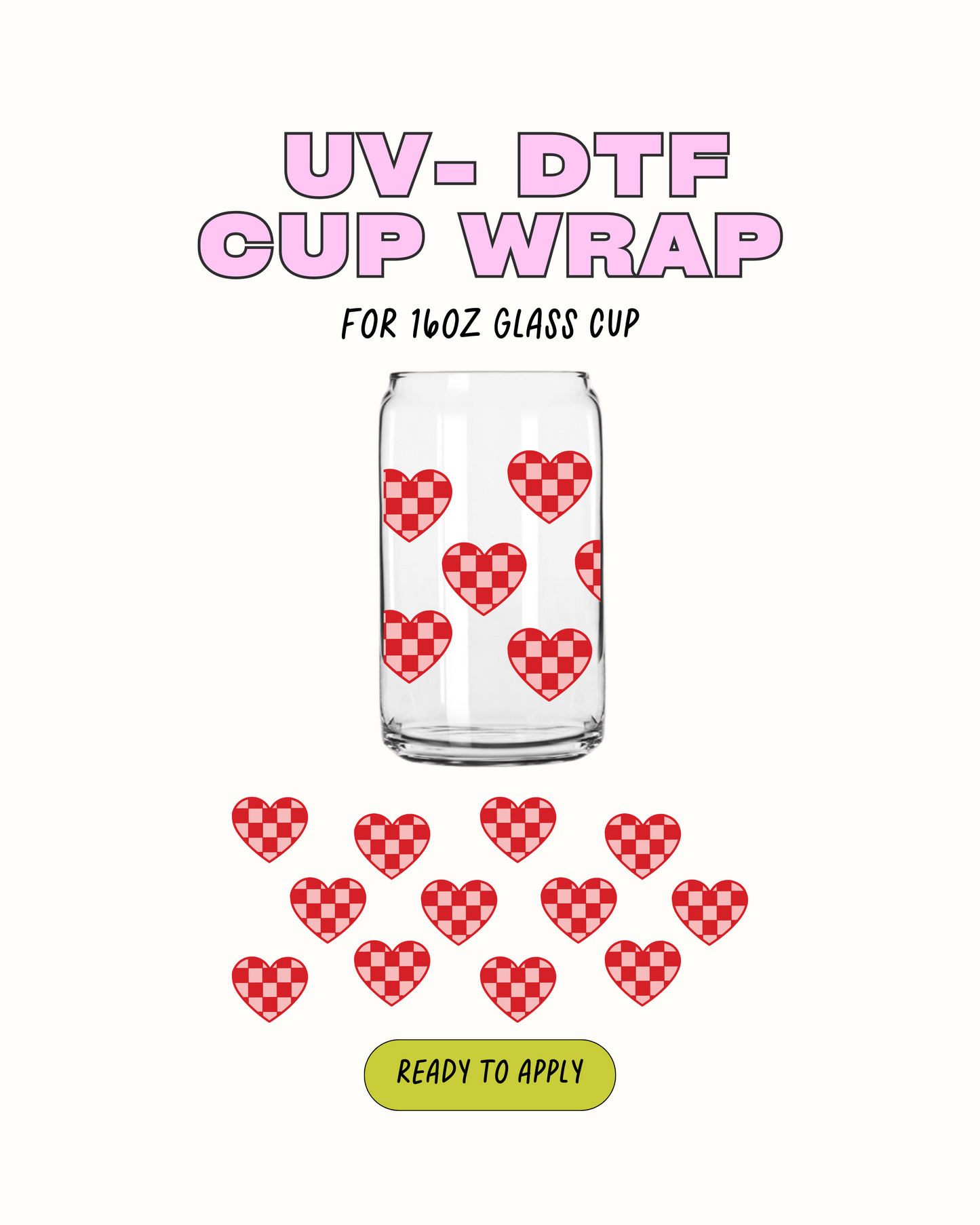 Checkered hearts - UVDTF