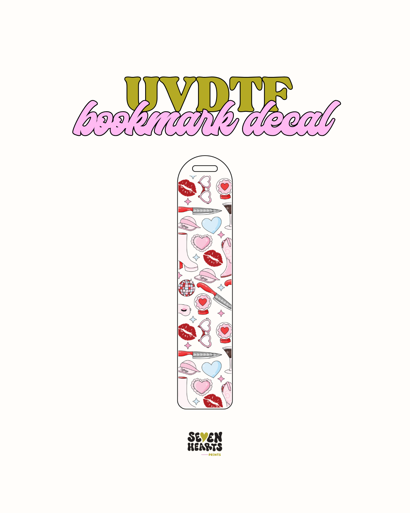 Knife and kisses- UVDTF Bookmark Decal UVDTF