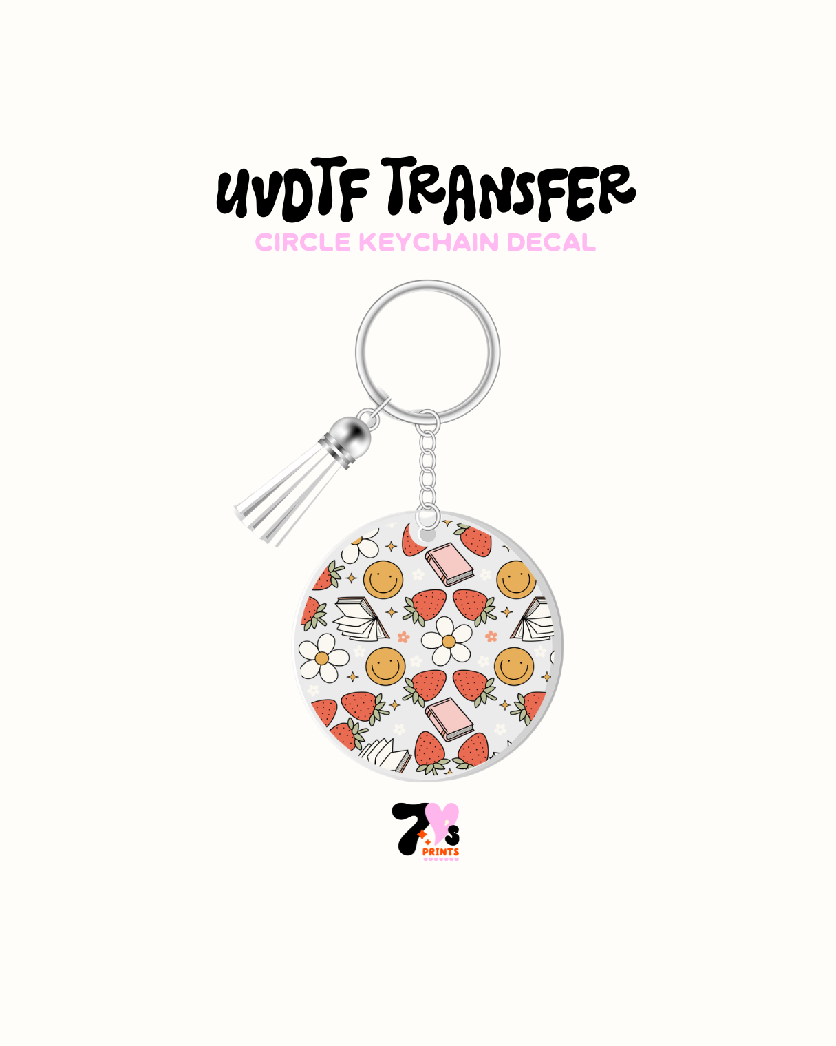 Smiley face and Books - Round Keychain