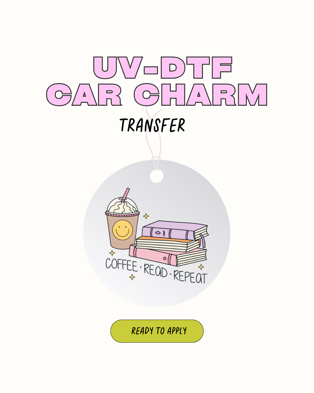 Coffee read Repeat -  Car Charm Decal