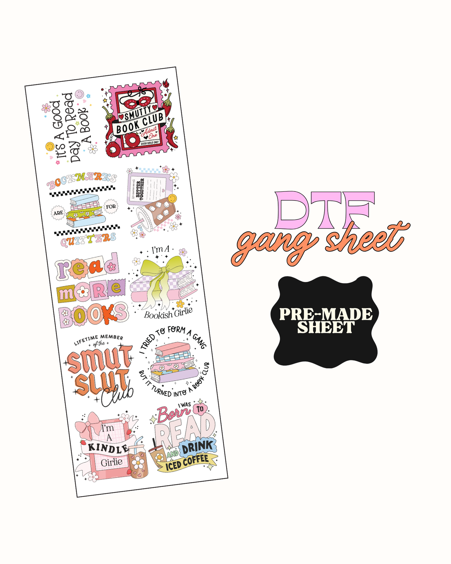 The book love - Pre Made DTF Gang sheet