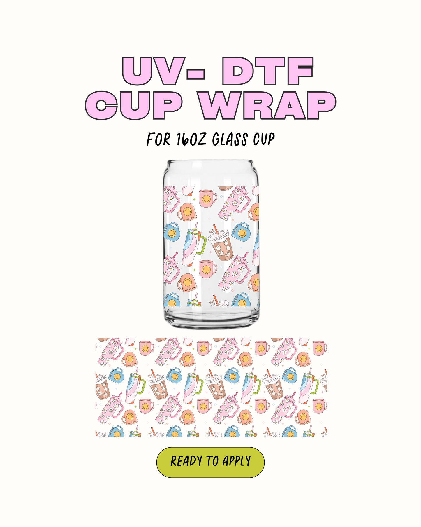 Café y vasos - UV DTF