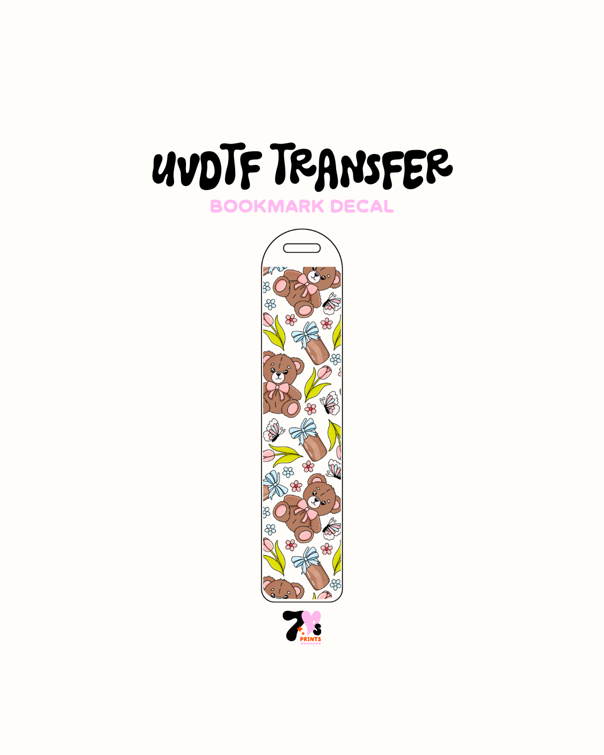 Teddy bear - UVDTF Bookmark Decal