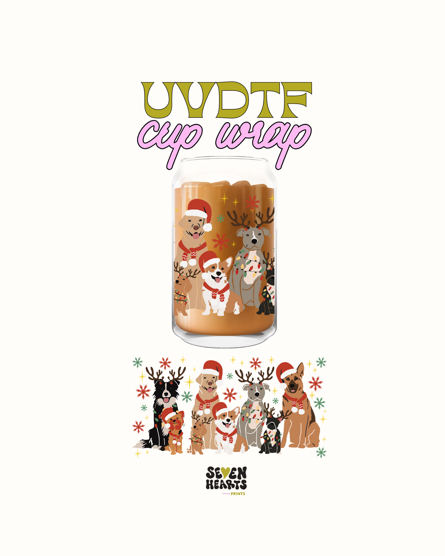 Christmas dogs - UVDTF Cup Wrap