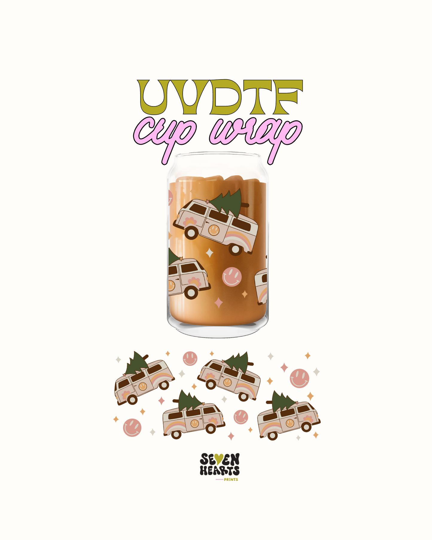 Van with Chritmas tree - UVDTF Cup Wrap