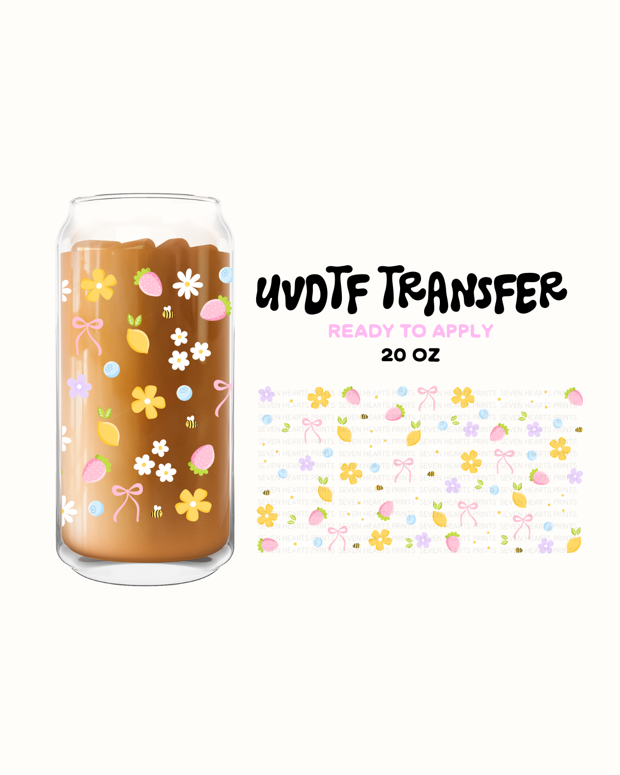Lemons and flowers - UVDTF 20oz Cup Wrap