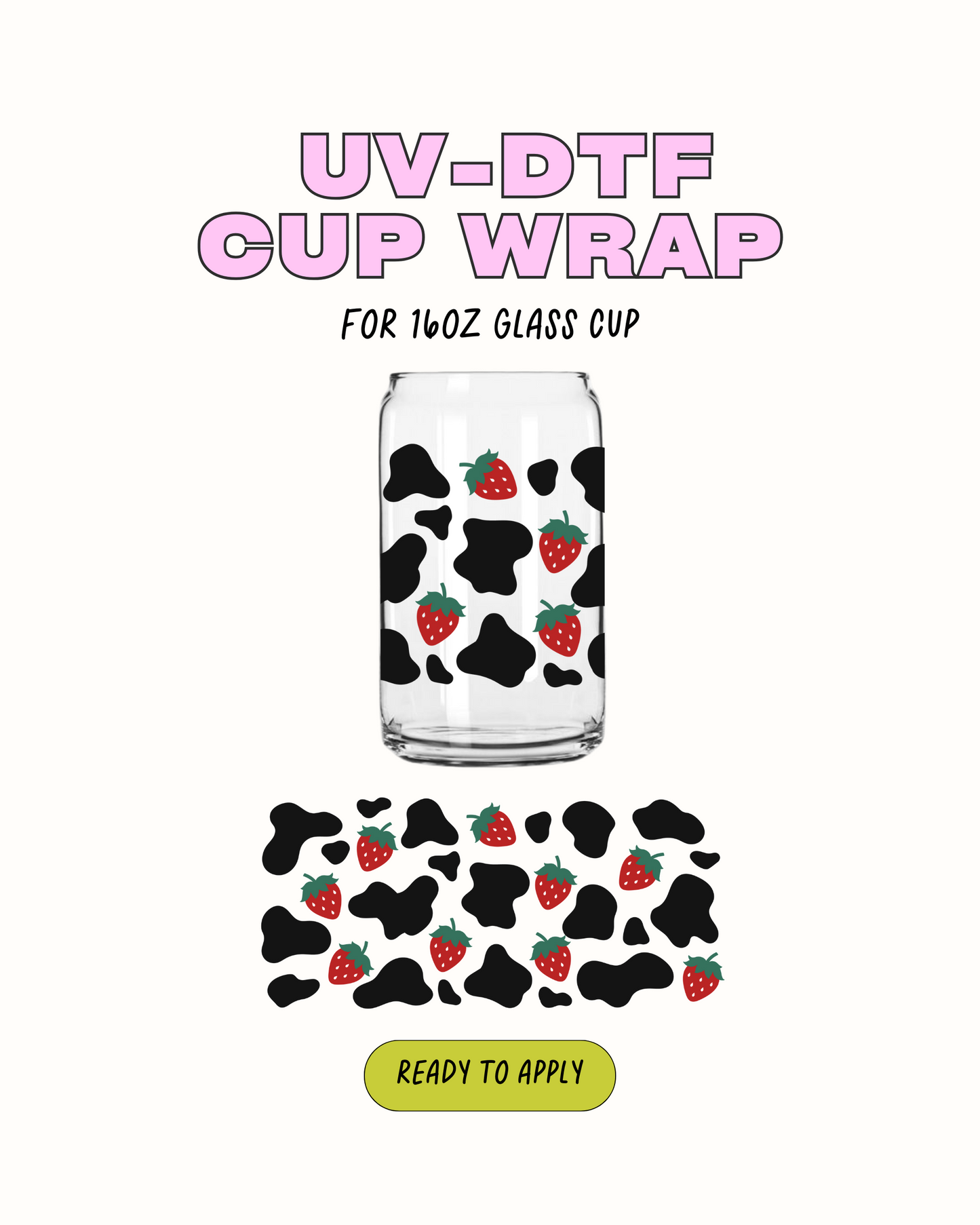 Impresión de vaca fresa - UV DTF