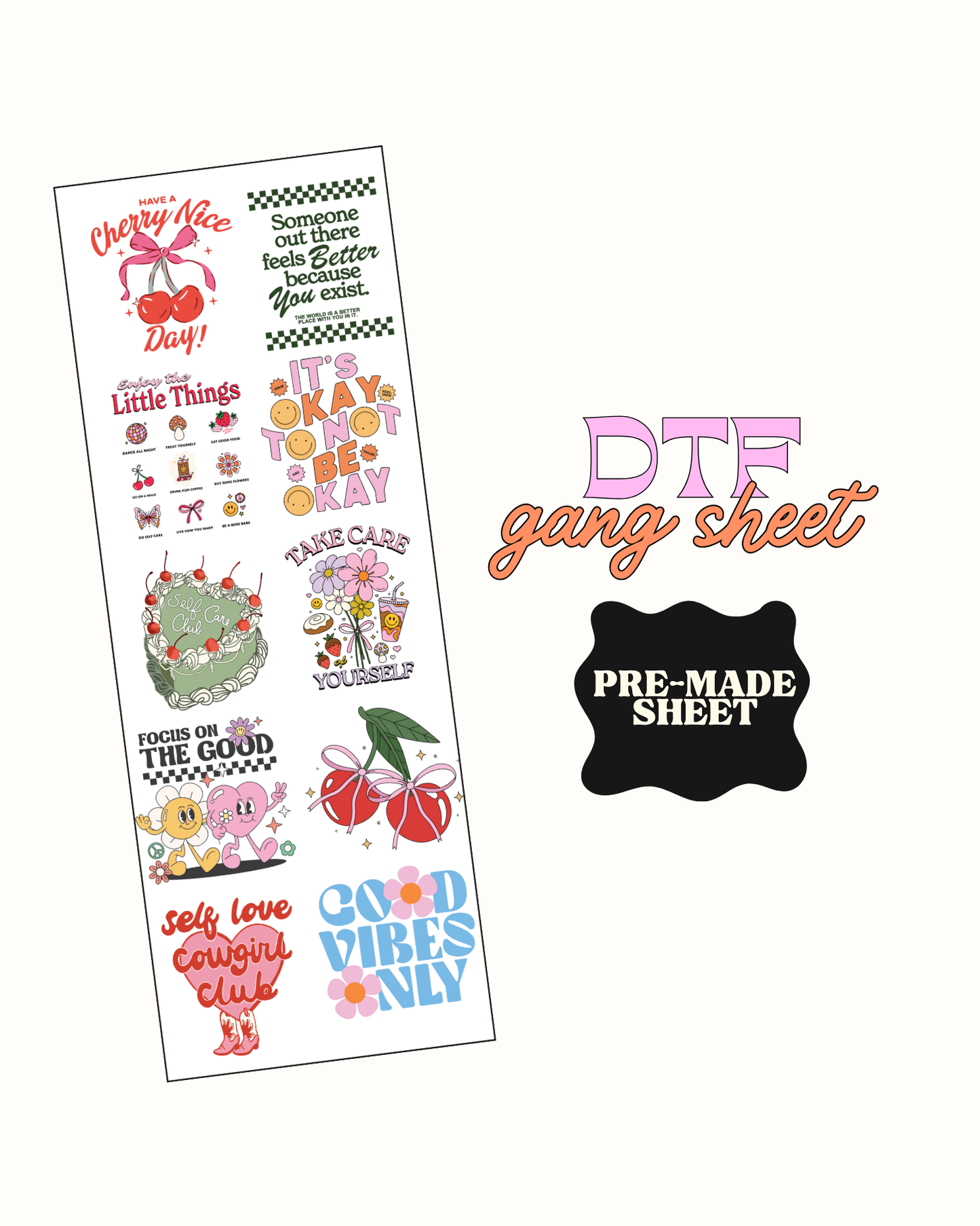 Retro 1 - Pre Made DTF Gang sheet