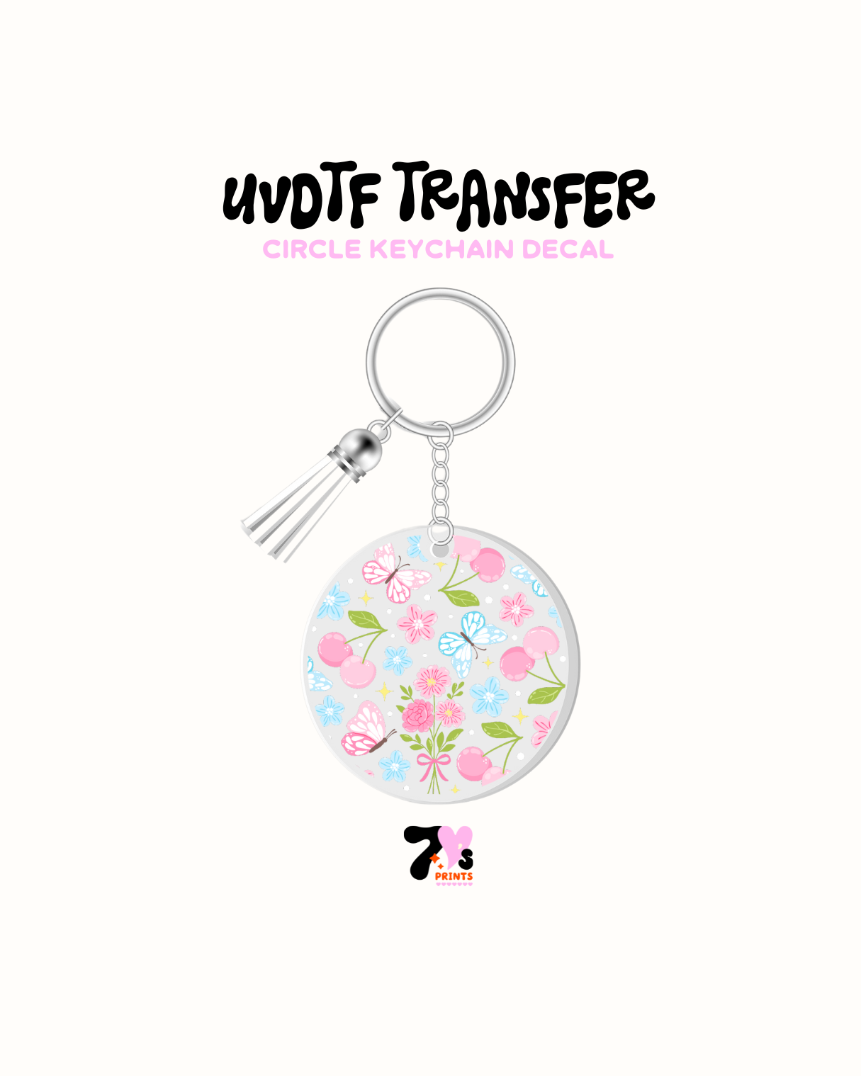 Flowers and butterflies - Round Keychain