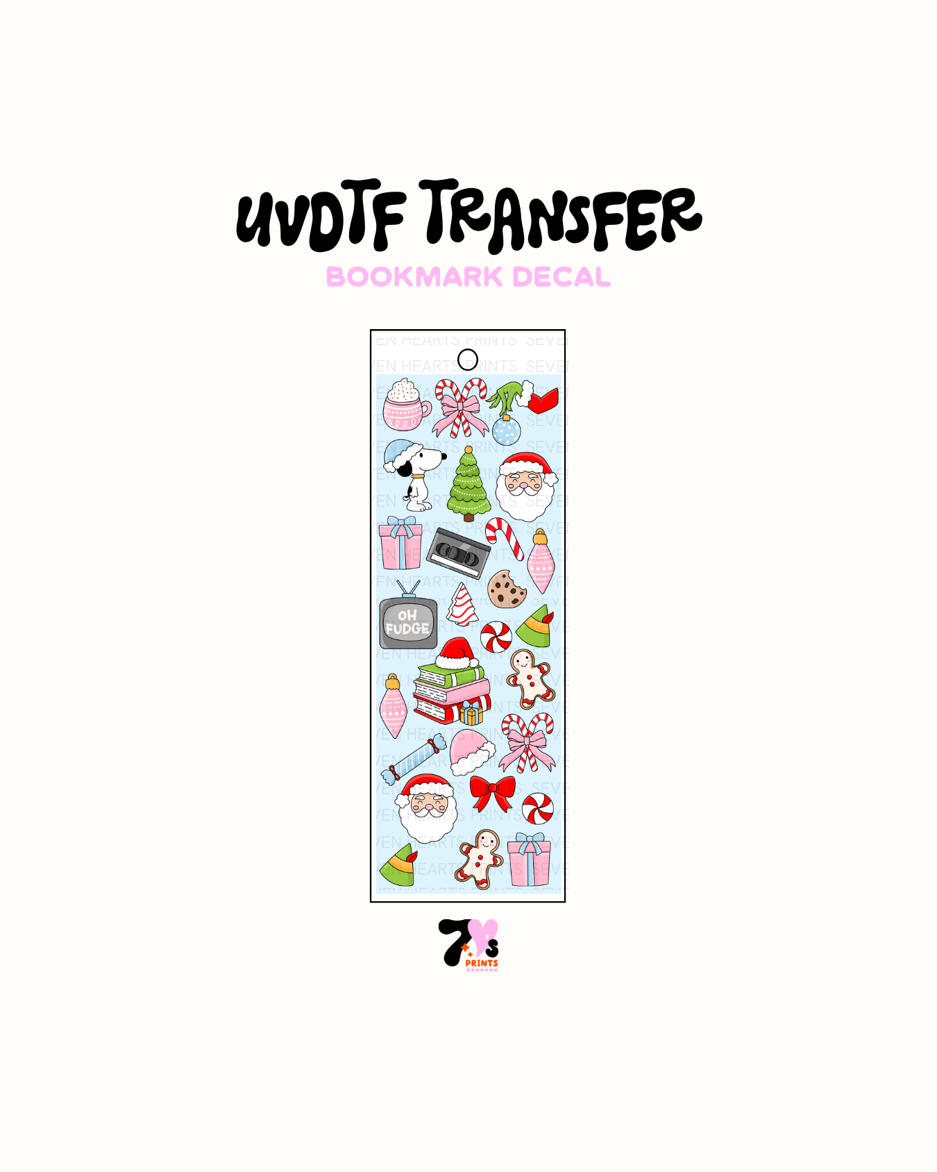 Xmas Icons Blue - UVDTF Bookmark Decal