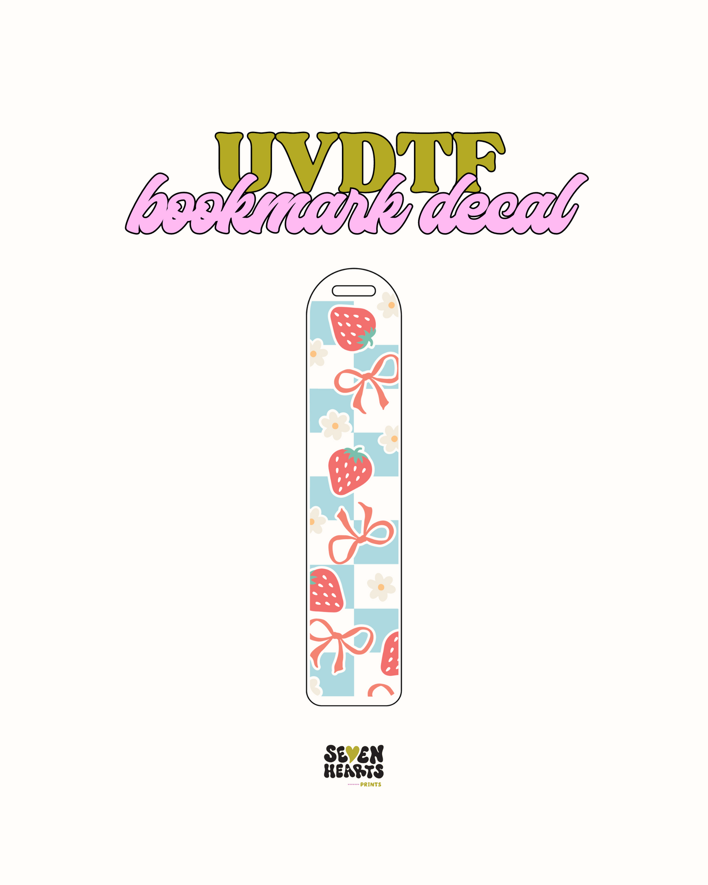 Checkered strawberries - UVDTF Bookmark Decal