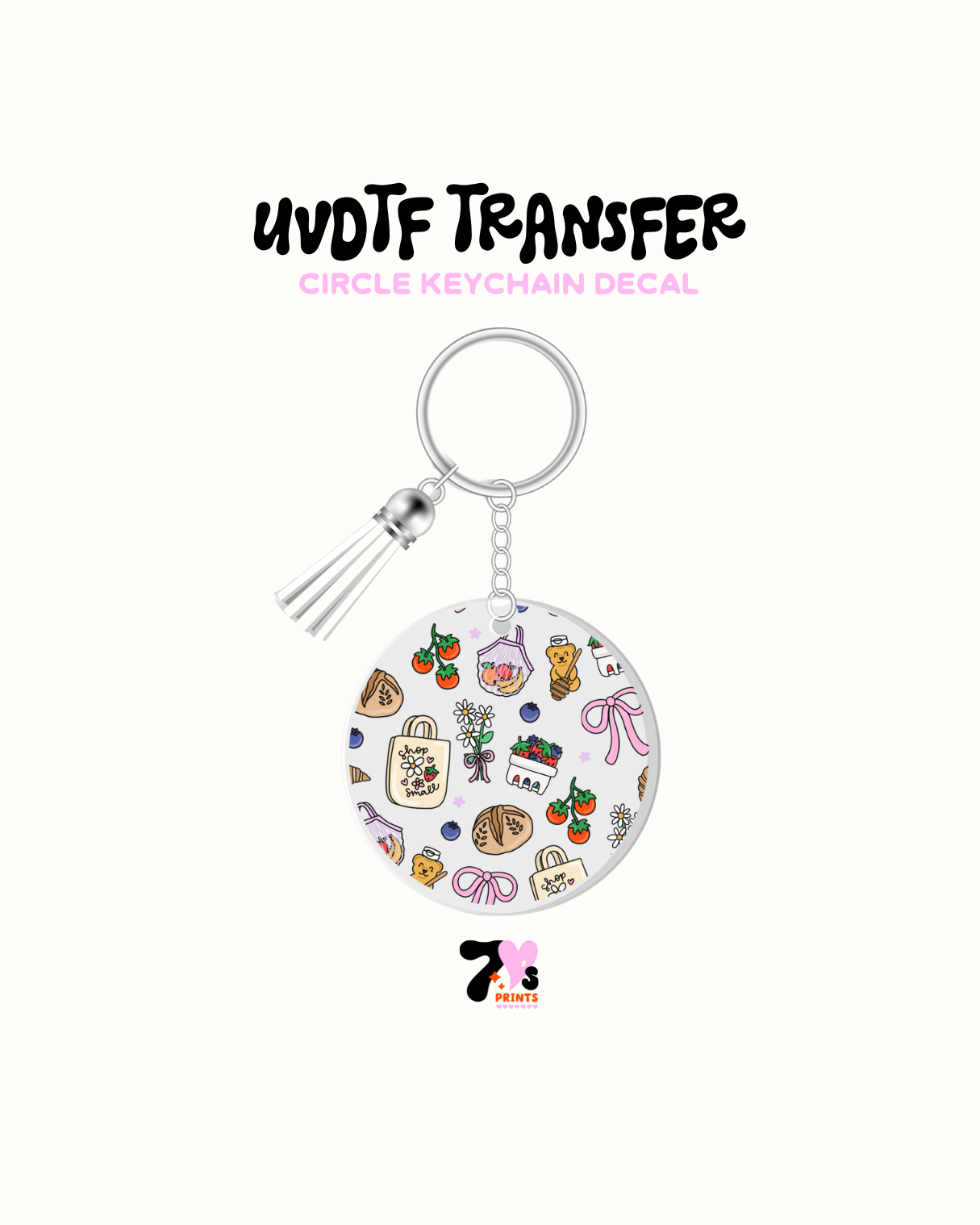 Farmers market - Round Keychain Set of 5