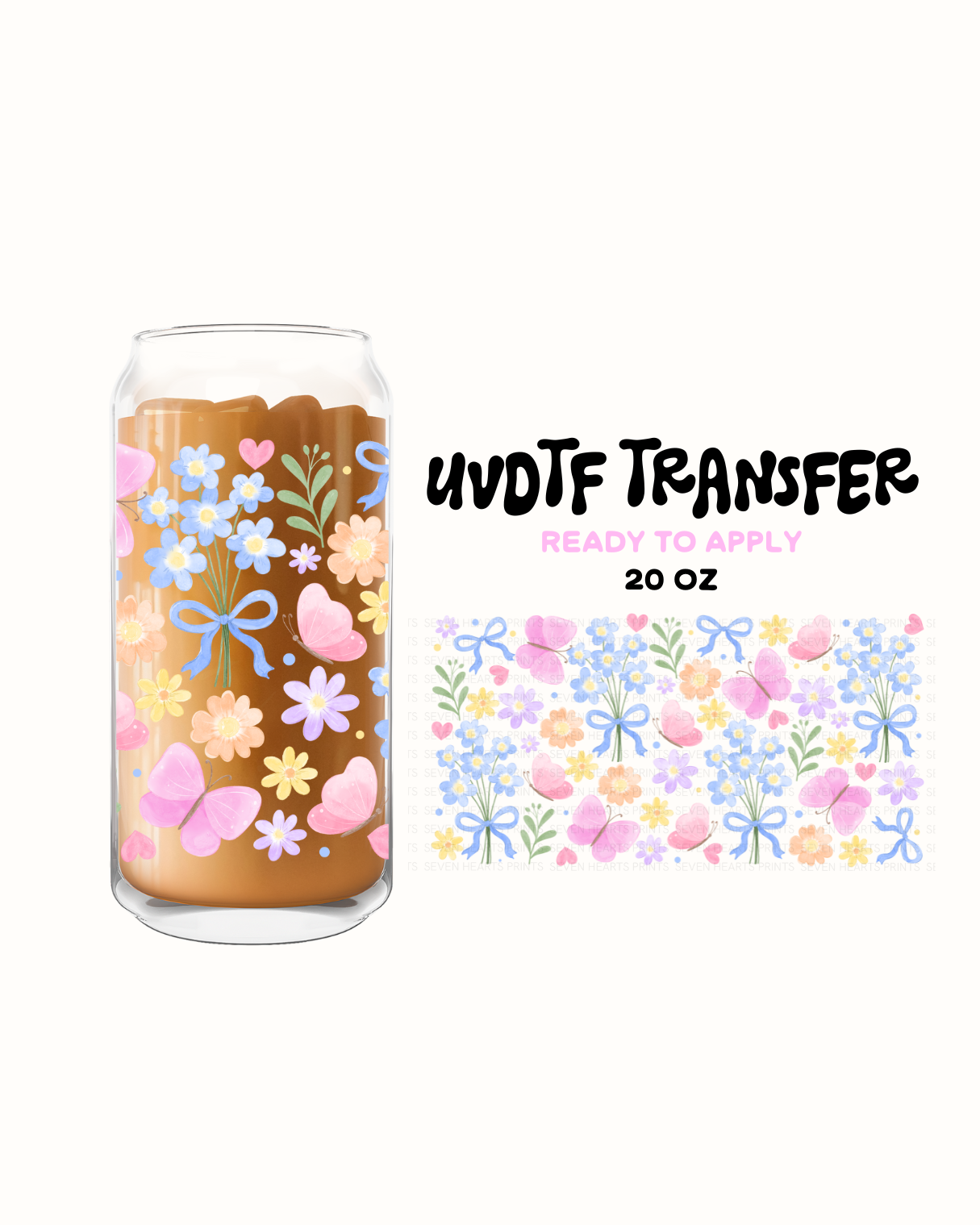 Butterflies and flowers - UVDTF 20oz Cup Wrap