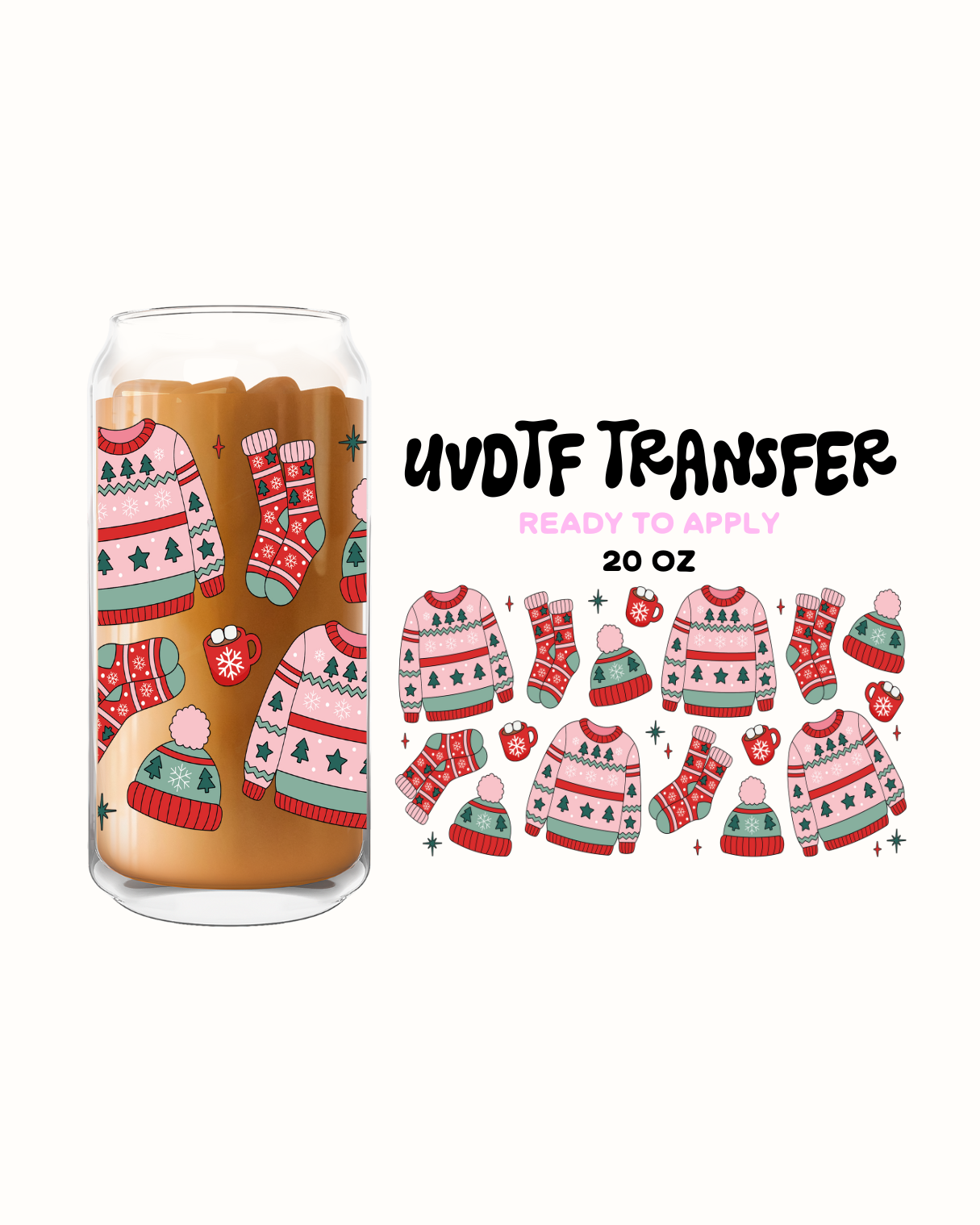 Christmas Sweaters- UVDTF 20oz Cup Wrap