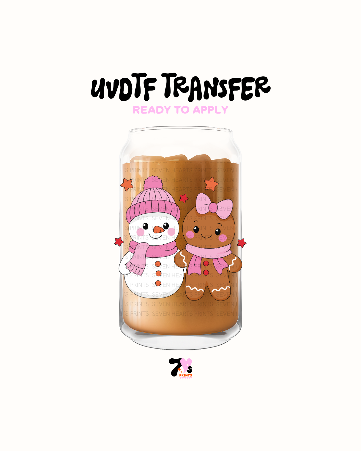 Pink snowman and ginger bread - UVDTF Decal