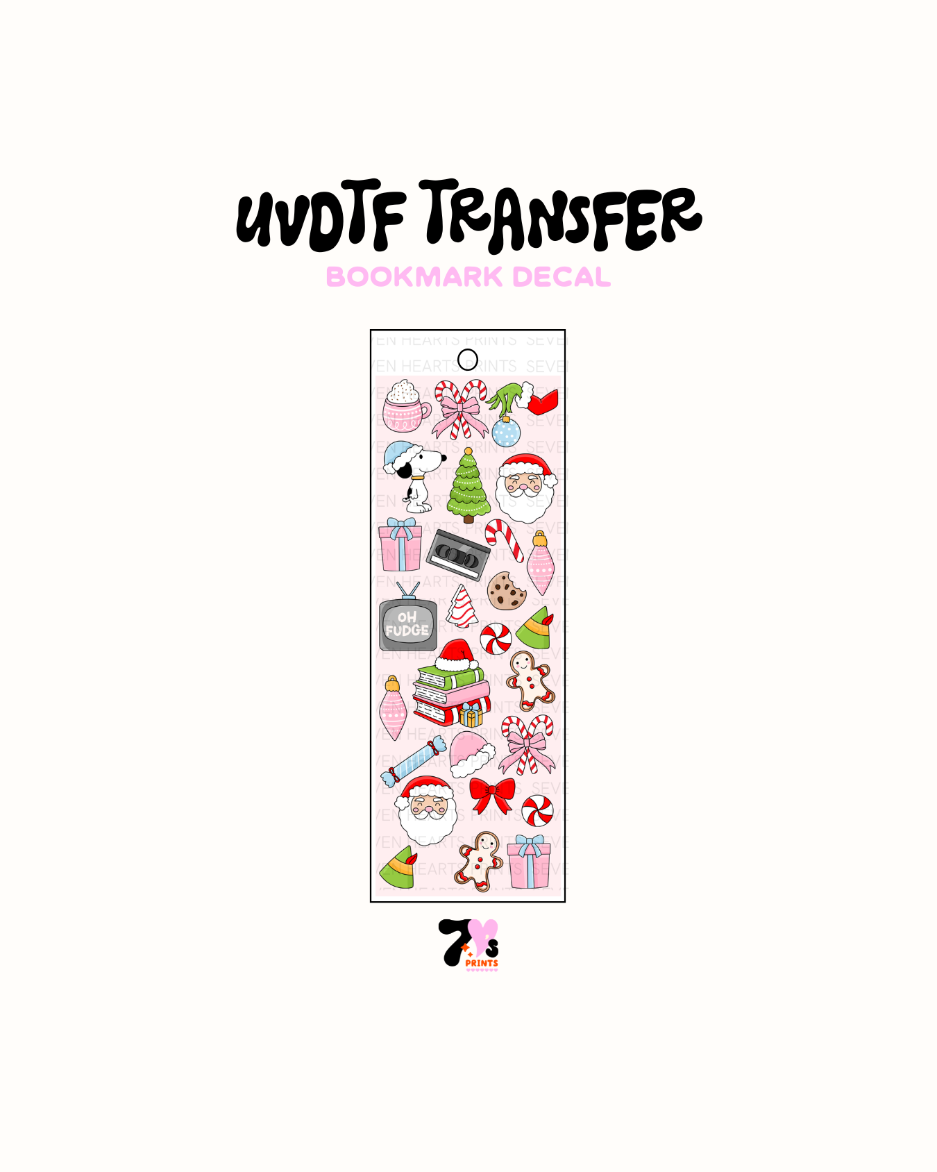 Xmas Icons Pink - UVDTF Bookmark Decal