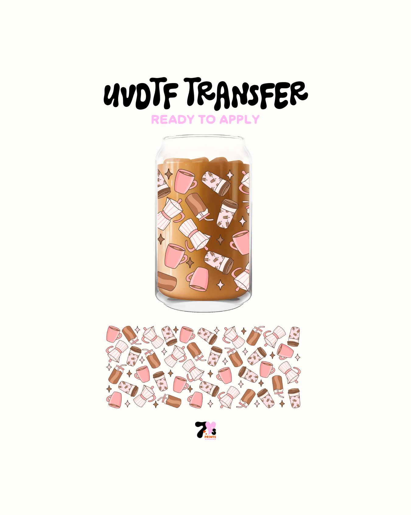 Pink coffee mugs iced coffee - UVDTF Wrap