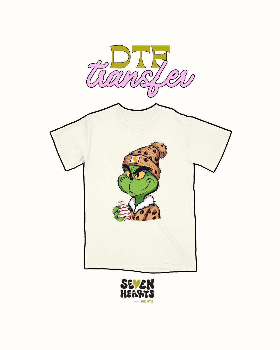 Grinch cart hart DTF Transfers