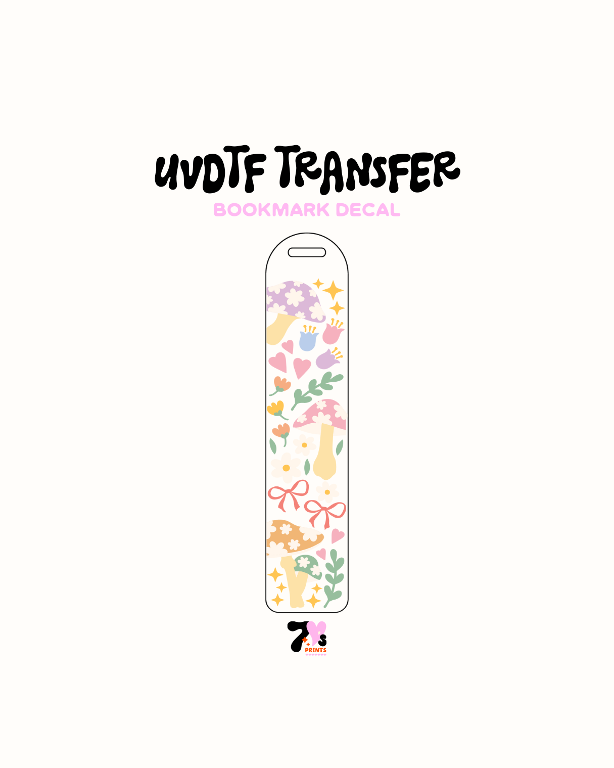 Mushrrom and flowers - UVDTF Bookmark Decal