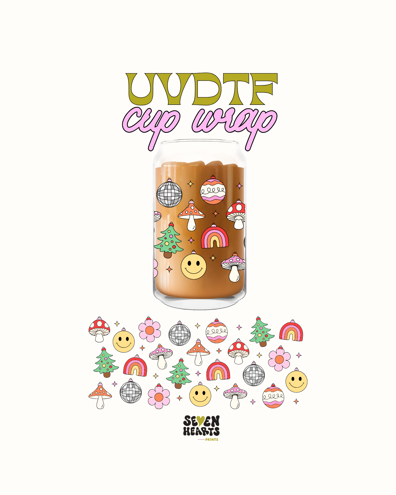 Xmas and mushies happy faces- UVDTF Wrap