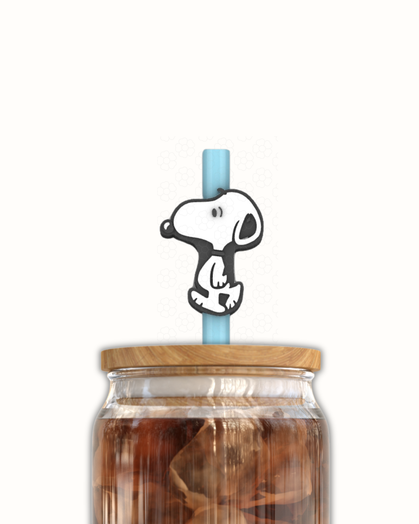 White Dog 3D Straw Topper