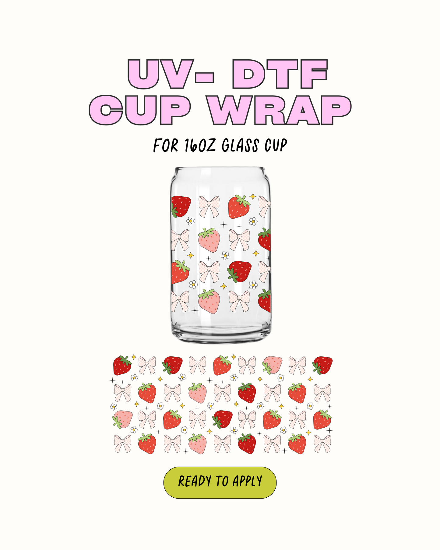 Straberries and bows - UVDTF