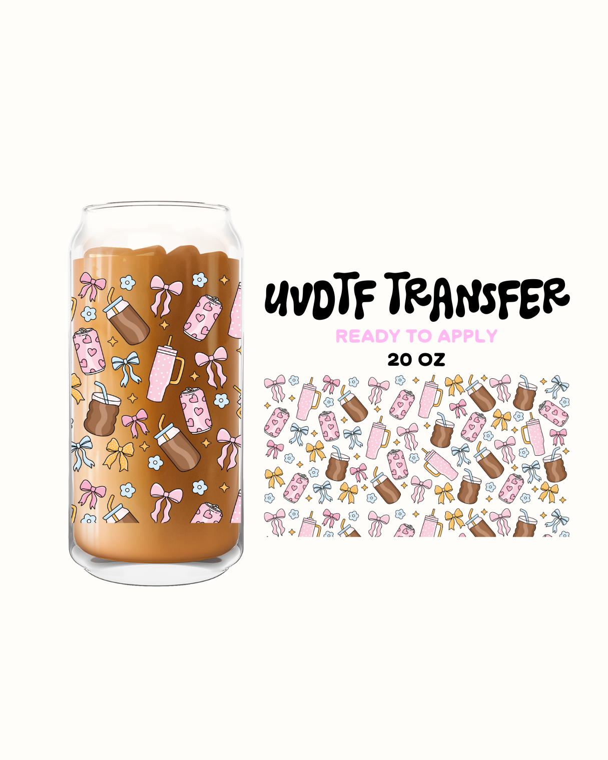 Drinks and bows 20oz- UVDTF 20oz Cup Wrap