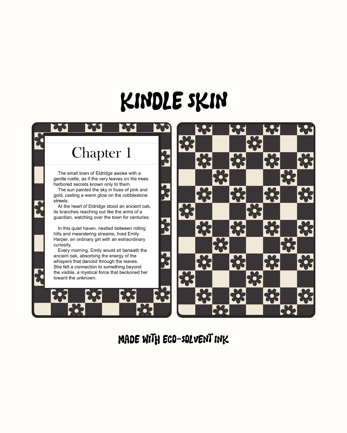 Checkered and flowers - Kindle Skin