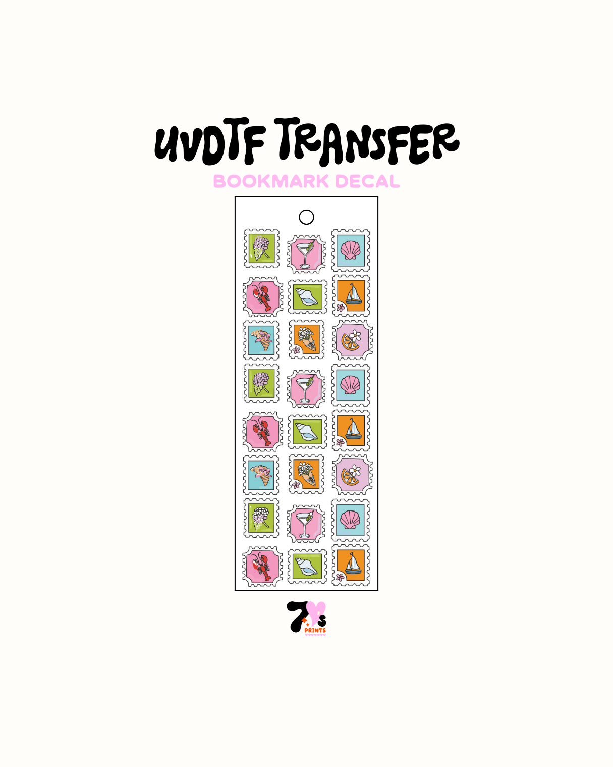 Sea shell stamps- UVDTF Bookmark Decal