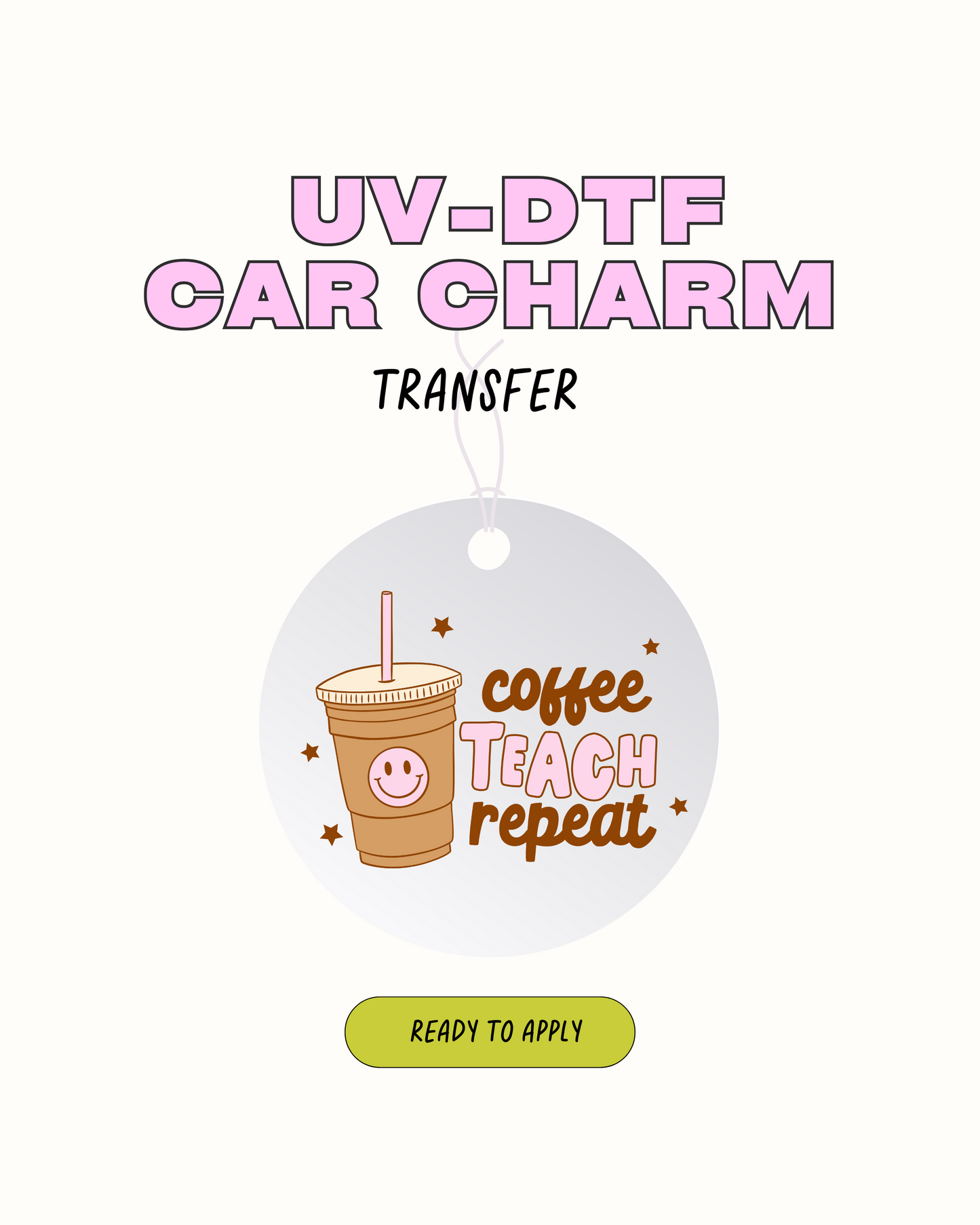 Coffee teach repeat - Car Charm Decal