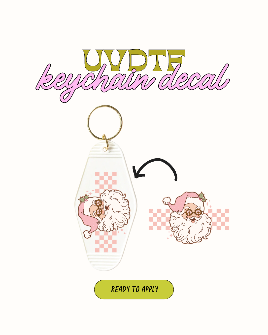 Santa cheers - Keychain Decal Set of 5 UVDTF