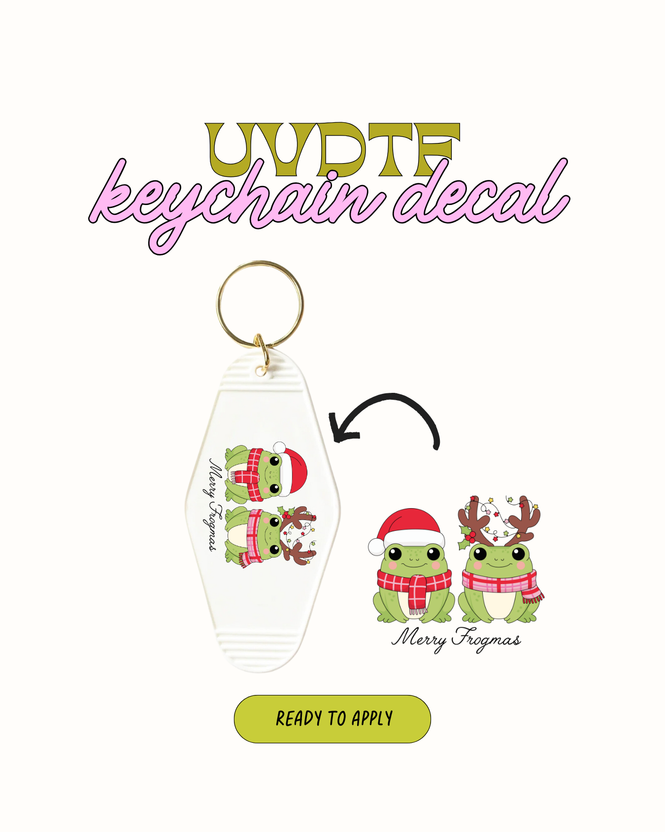Merry frogmas- Keychain Decal Set of 5 UVDTF