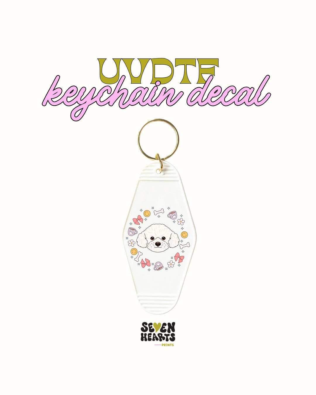 white oodle dog - UVDTF Keychain