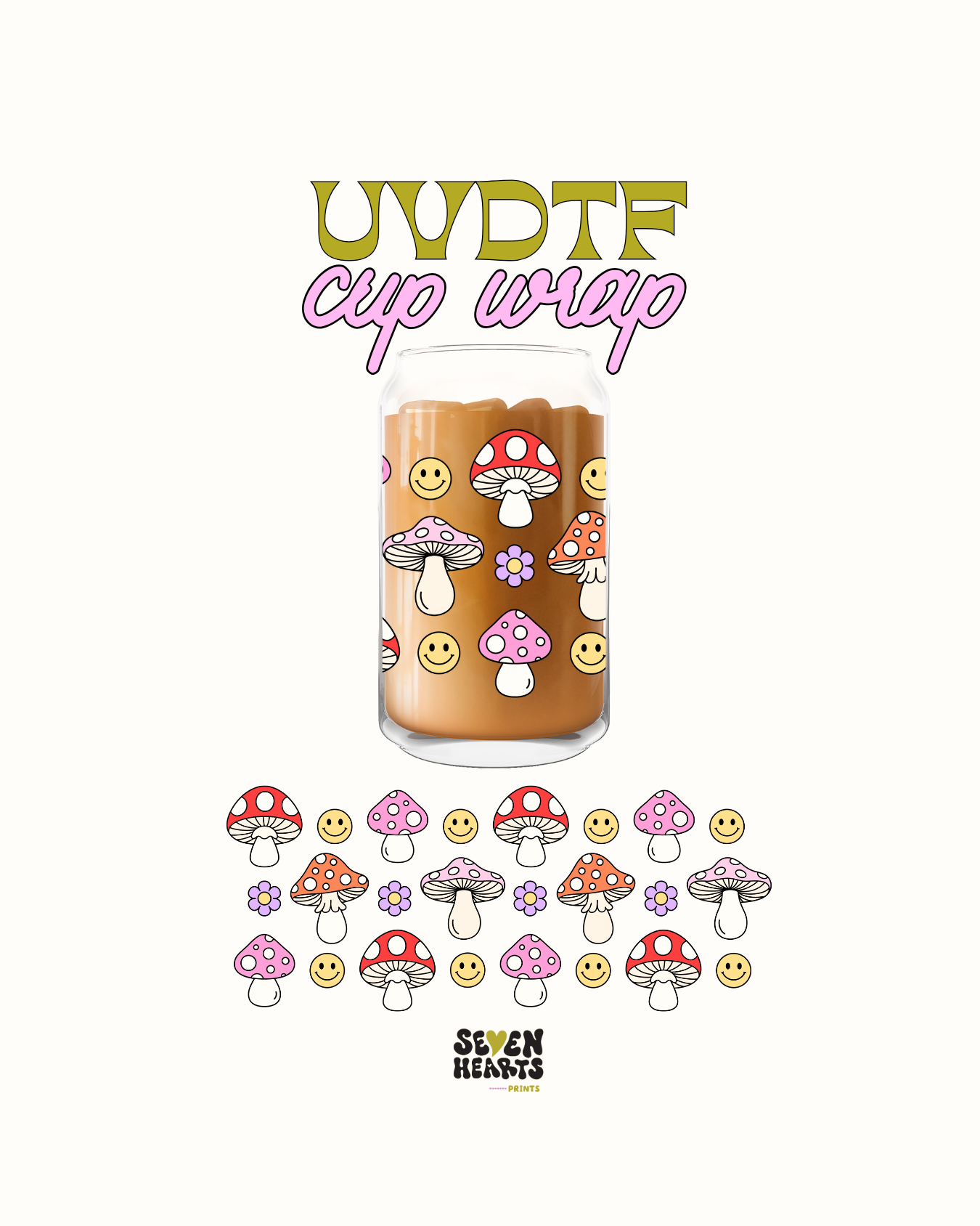 Mushies and happy faces - UVDTF Wrap