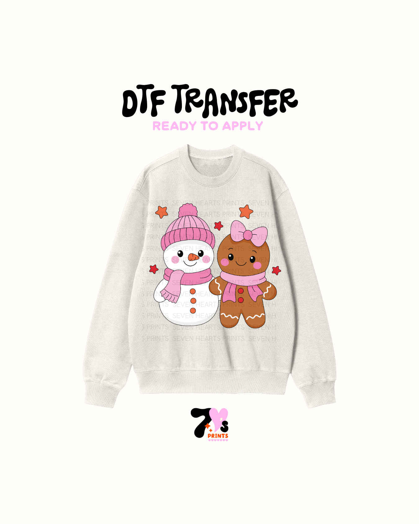 Pink snowman and ginger bread - DTF Transfers