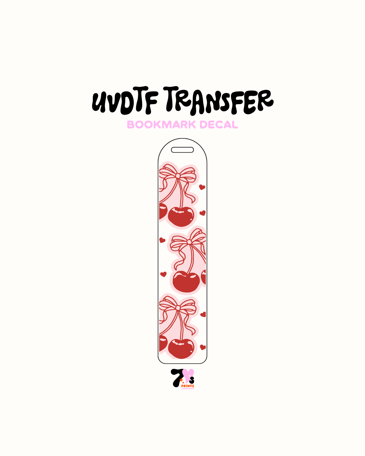 Bows and cherries - UVDTF Bookmark Decal