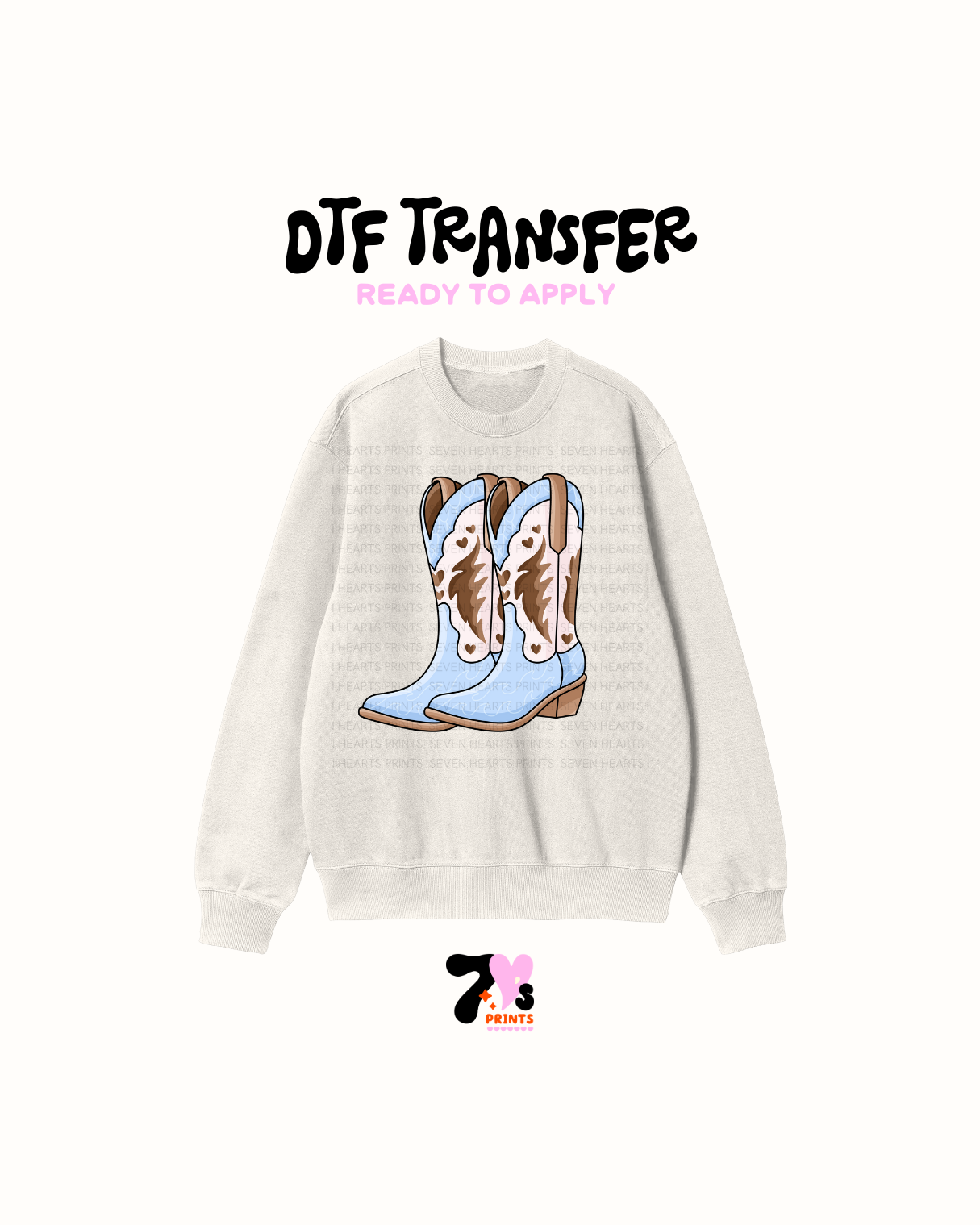 Blue cowgirl boots - DTF Transfers