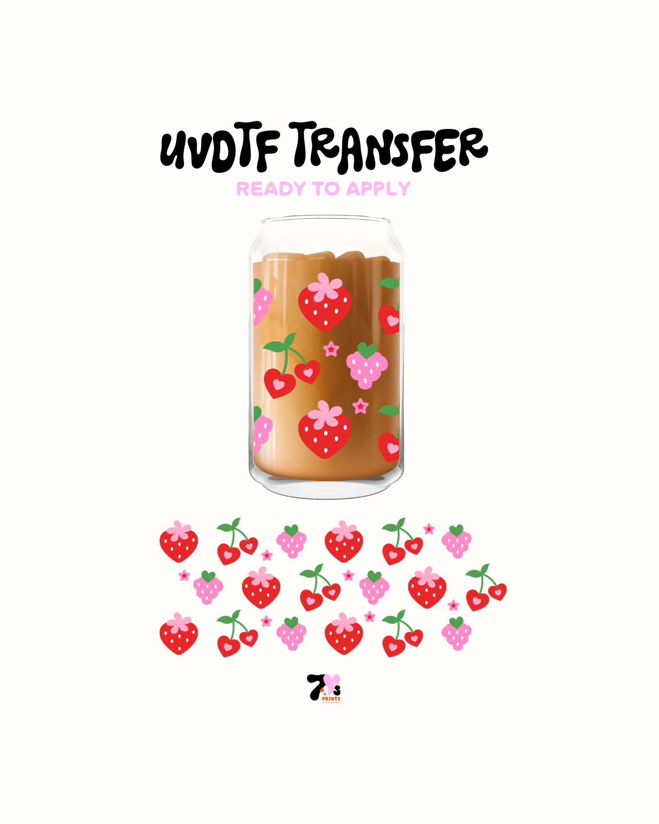 Strawberries and cherries hearts - UVDTF Wrap