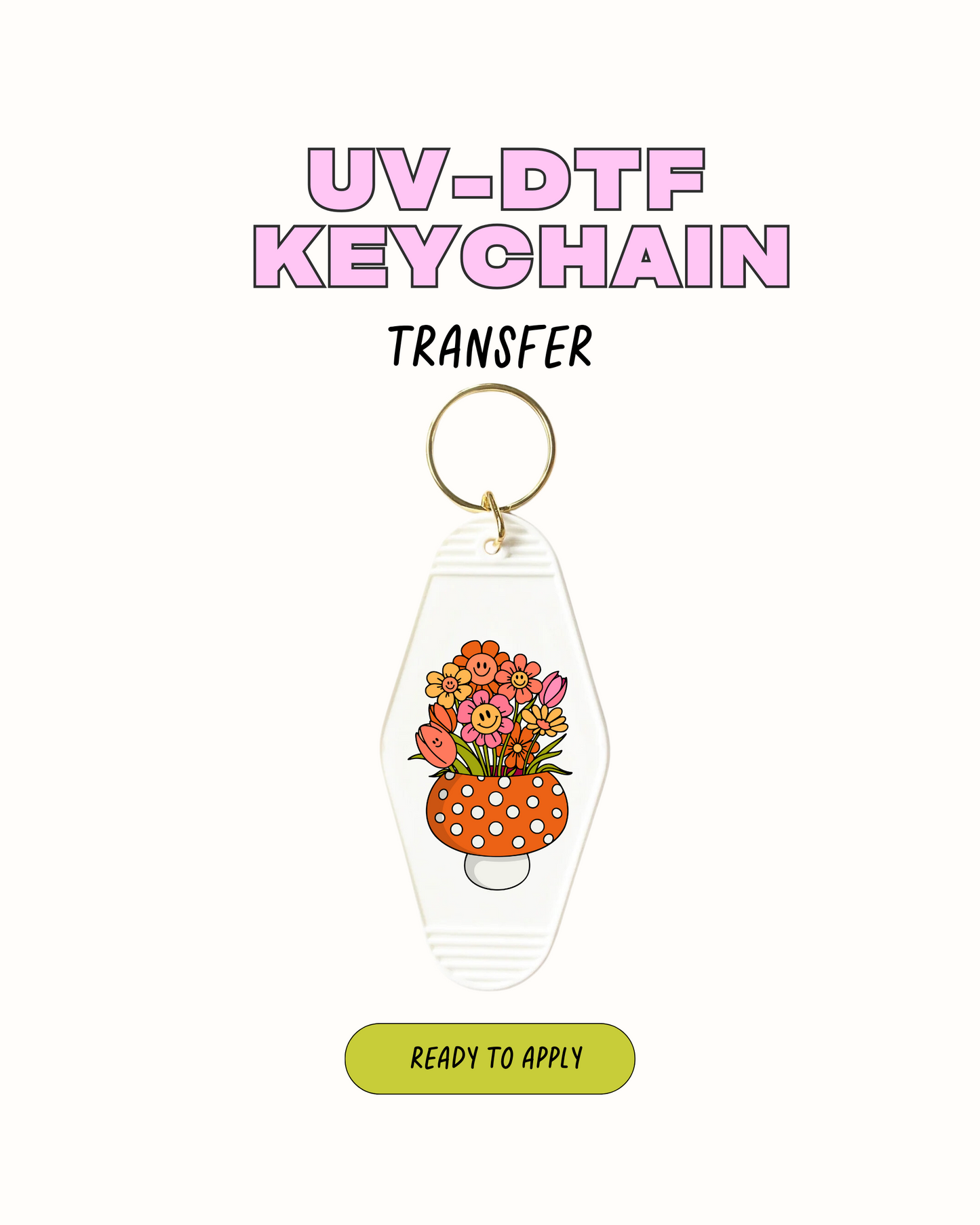 Linda base de flores - Juego de calcomanías de llavero de 5