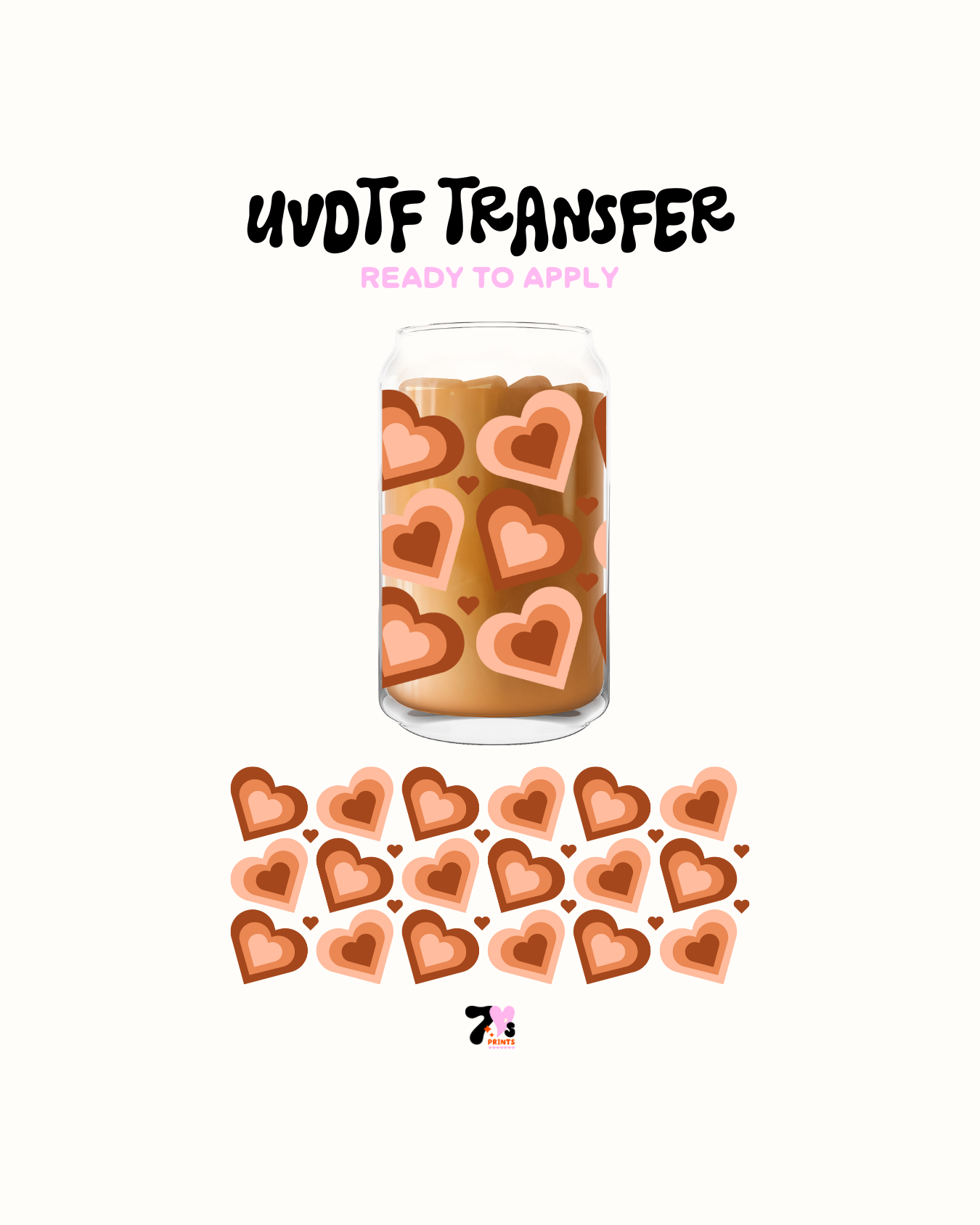 Brown and red hearts- UVDTF Wrap