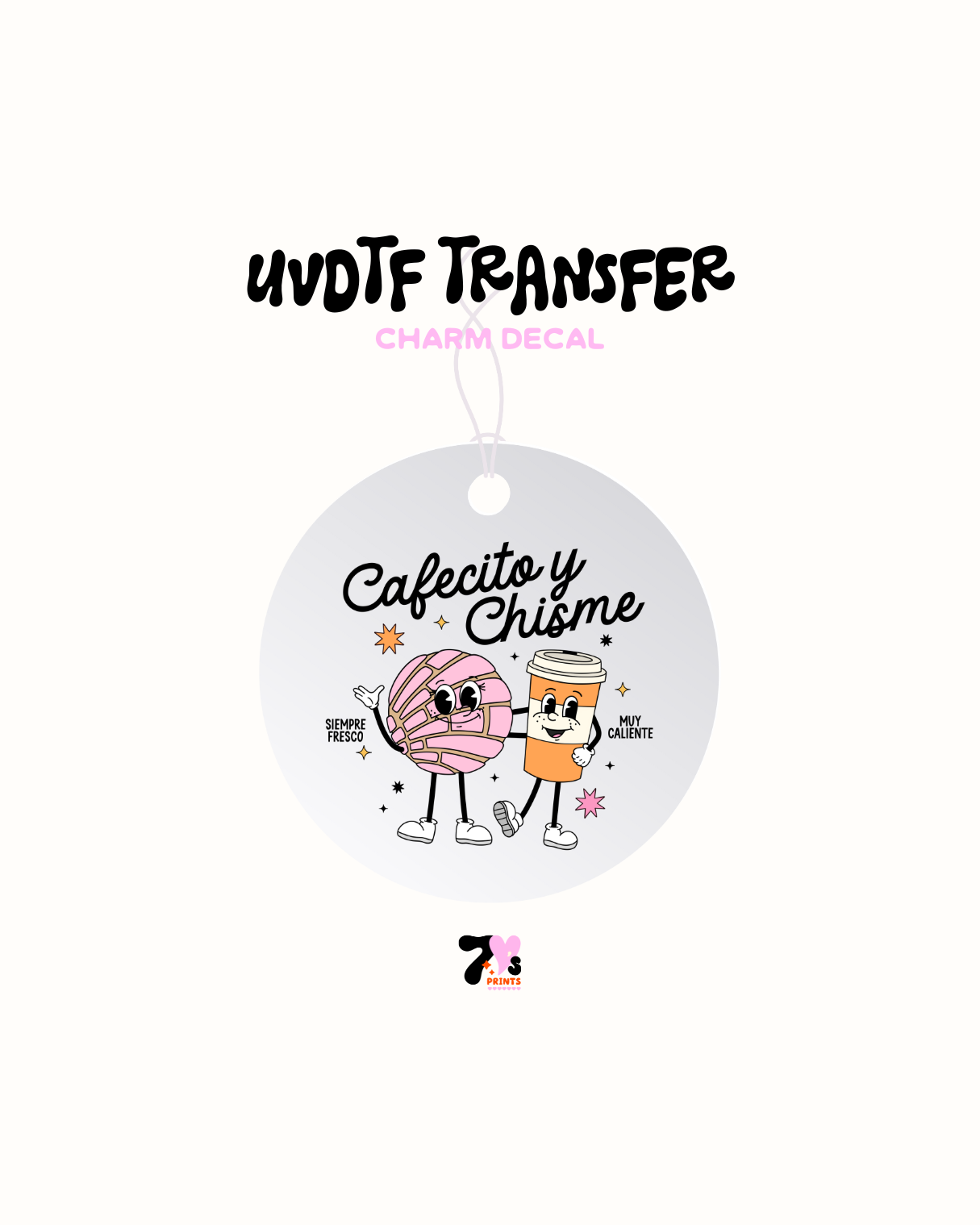 Cafecito y chisme -  Car Charm Decal UVDTF