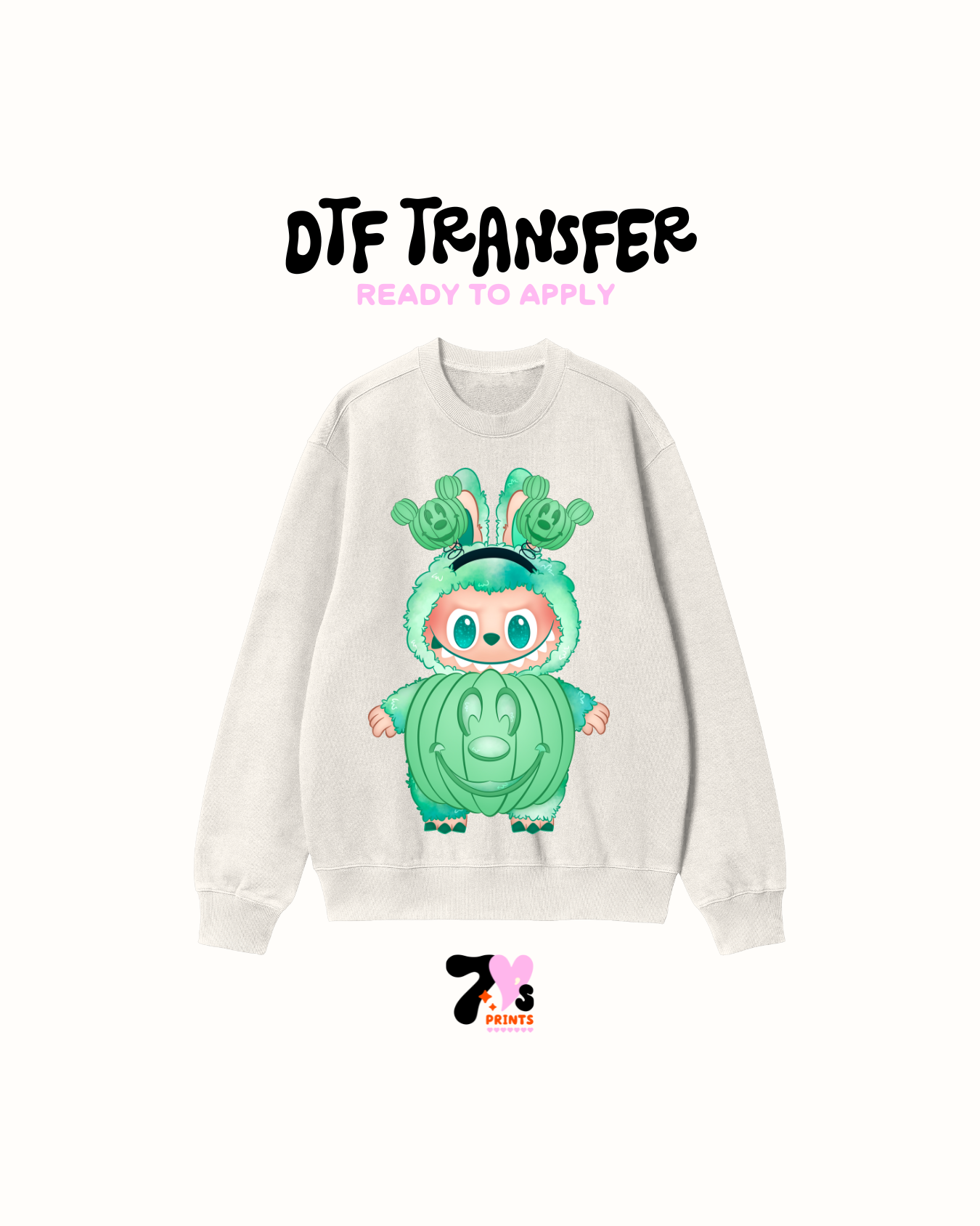Green labubu mouse DTF Transfers