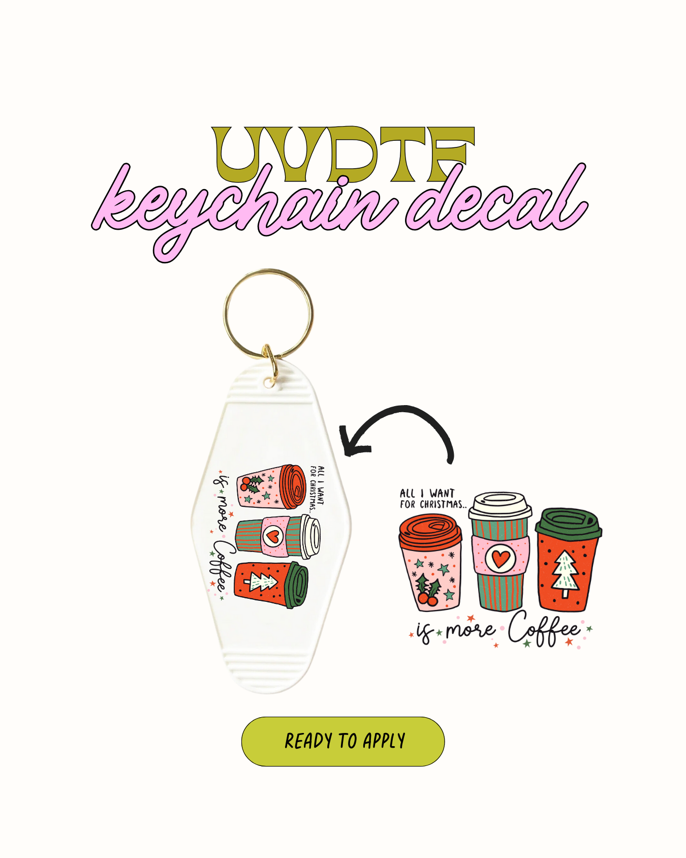 More coffee for christmas - UVDTF Keychain