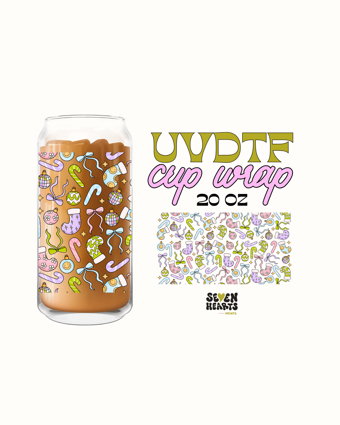 Retro Christmas - Double Sided UVDTF 20oz Cup Wrap